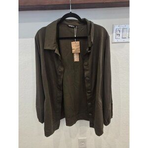 BloomChic Olive Green Button-Up Cardigan Jacket US 18-20
